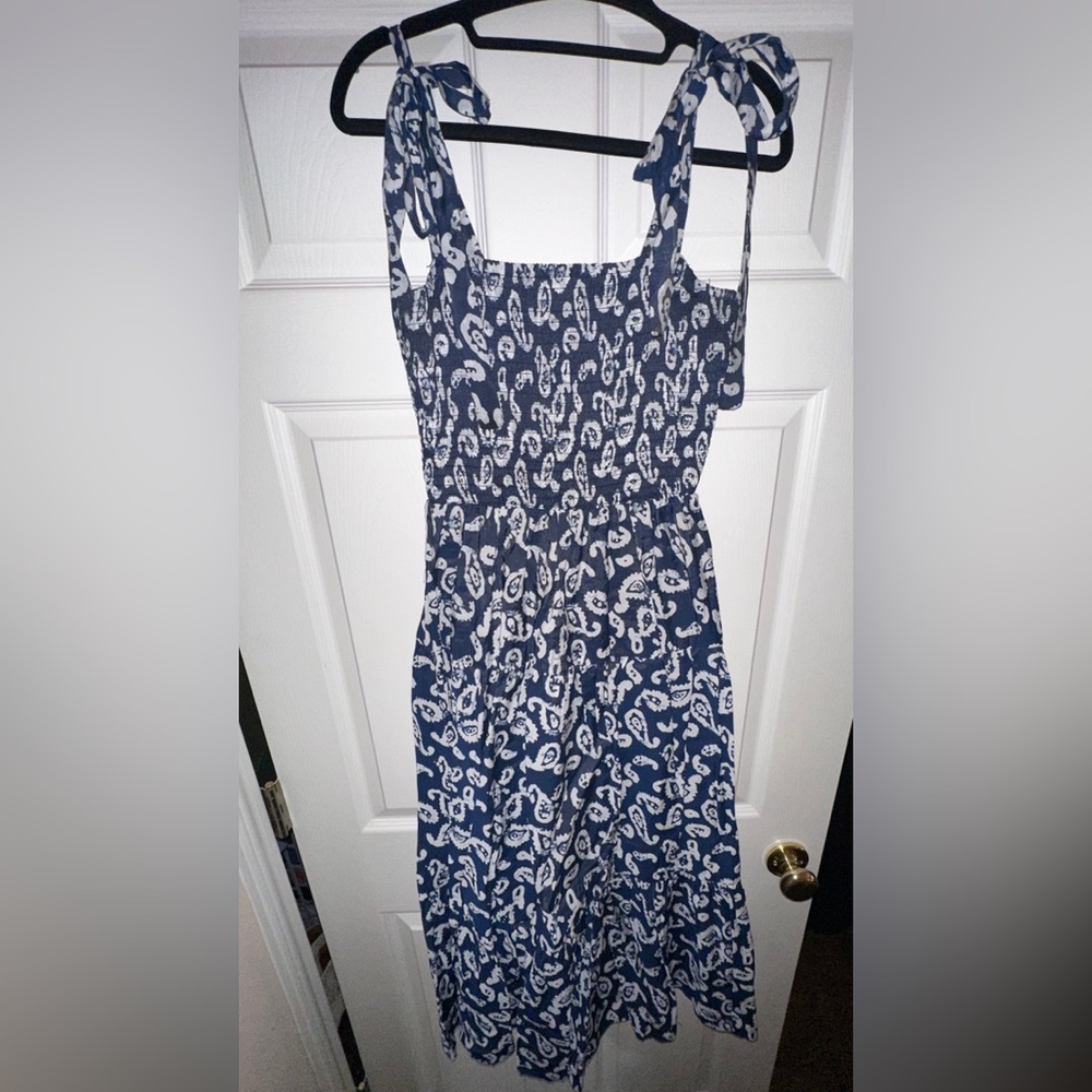 Navy Paisley Midi Dress